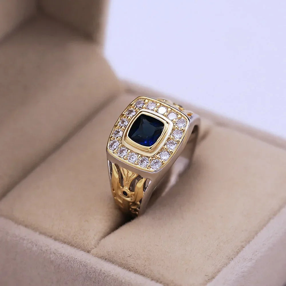 Luxury 925 Ring for Men Natural 2 Carat Sapphire with Diamond Jewelry Anillos De Bizuteria Anillos Gemstone Rings Box