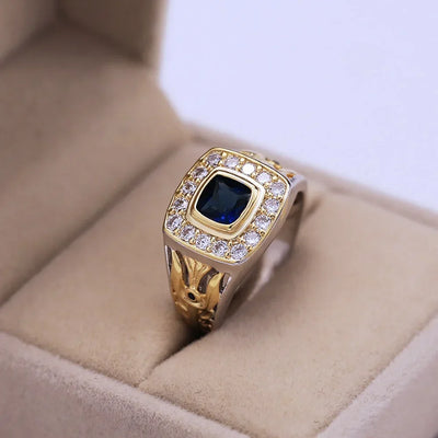 Luxury 925 Ring for Men Natural 2 Carat Sapphire with Diamond Jewelry Anillos De Bizuteria Anillos Gemstone Rings Box