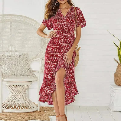 Summer Beach Maxi Dress Women Floral Print