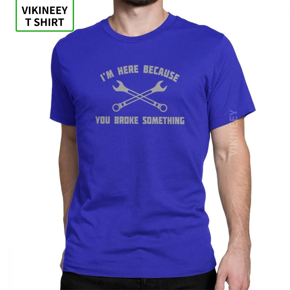 Men Mechanic T Shirts Car Fix Engineer 100% Cotton Clothing Novelty Short Sleeve Round Collar Tees Printed T-Shirt