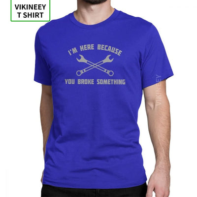 Men Mechanic T Shirts Car Fix Engineer 100% Cotton Clothing Novelty Short Sleeve Round Collar Tees Printed T-Shirt