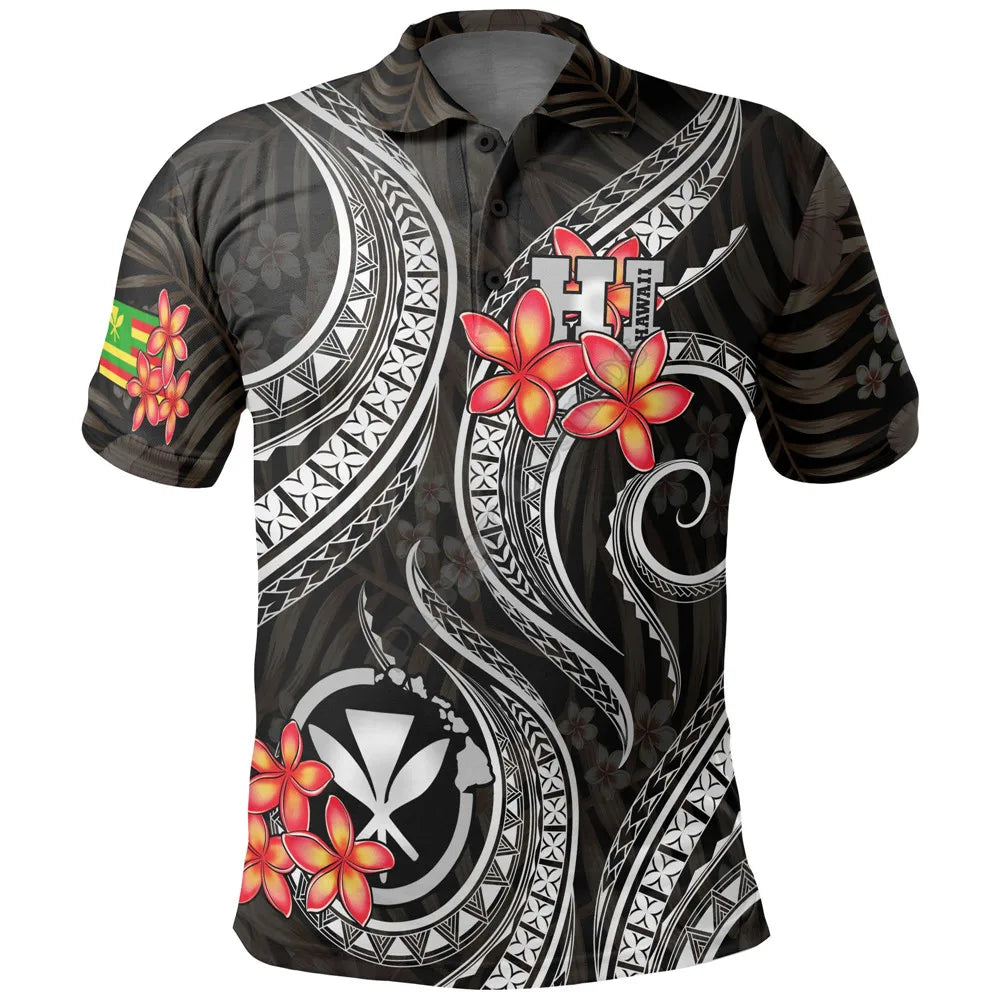 Polynesian Hawaii Polo Shirts Humpback Whale with Tropical Flowers 3D Printed Polo Shirt Men Women Short Sleeve Summer T-shirt