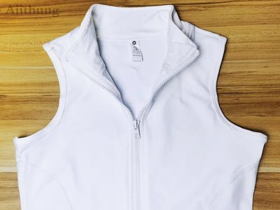 Aiithuug Athletic Zip Up Sweat Vest Jacket Sleeveless Running Yoga Tops High Neck Shirts Sports Top Fitness Women Workout Tops