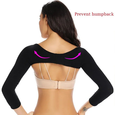 Upper Arm Shaper Women Shoulder Slimmer Compression Shapewear Sleeves Body Shaper Humpback Posture Corrector Back Support Tops