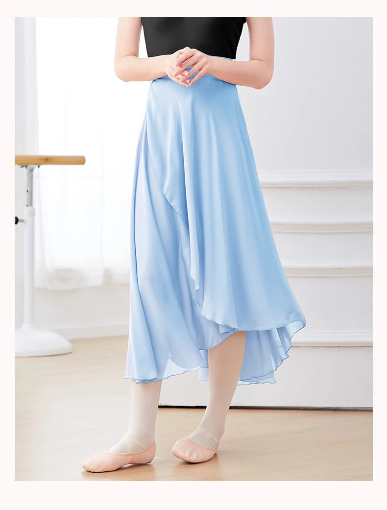 Ballet Skirts Women Long Chiffon Dance Skirt Fairy Chiffon Long Ballet Tutu Dress Dance Costumes Tie Up Dress
