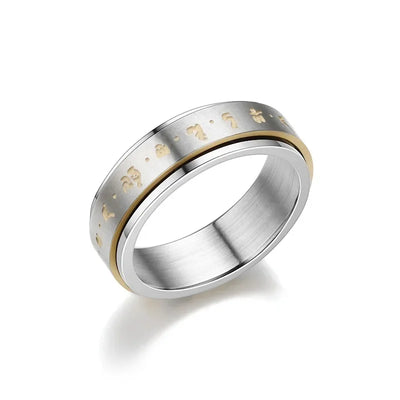 Rotatable Tibetan Buddhism Six-character Rumor Rings Men Spinner Stainless Steel Ring for Women Male Buddhism Lucky Jewelry Gift