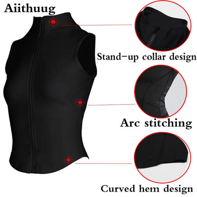Aiithuug Athletic Zip Up Sweat Vest Jacket Sleeveless Running Yoga Tops High Neck Shirts Sports Top Fitness Women Workout Tops