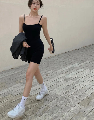 Jumpsuit women summer new style 2021 sexy tight-fitting hip shorts hot pants sleeveless black one-piece Body for women body sexy