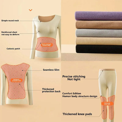 Women's Seamless Thermal Clothing Set 2 Pieces | Thick Double Layer Thermal Under Wear For Winter