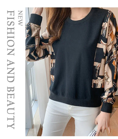 New Spring women Sweatshirts fashion patchwork Hoodies causal Sweatshirt Tops