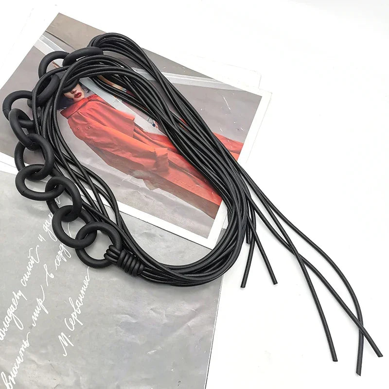 UKEBAY New Handmade Luxury Necklaces For Women Rubber Jewelry Black Statement Necklace Fashion Clothes Chain Gothic Accessories