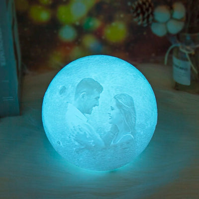 Customized 3D Printing Moon Lamp Personalized Photo Text Night Light USB Rechargeable Gift for Birthday Mother's Valentine Day