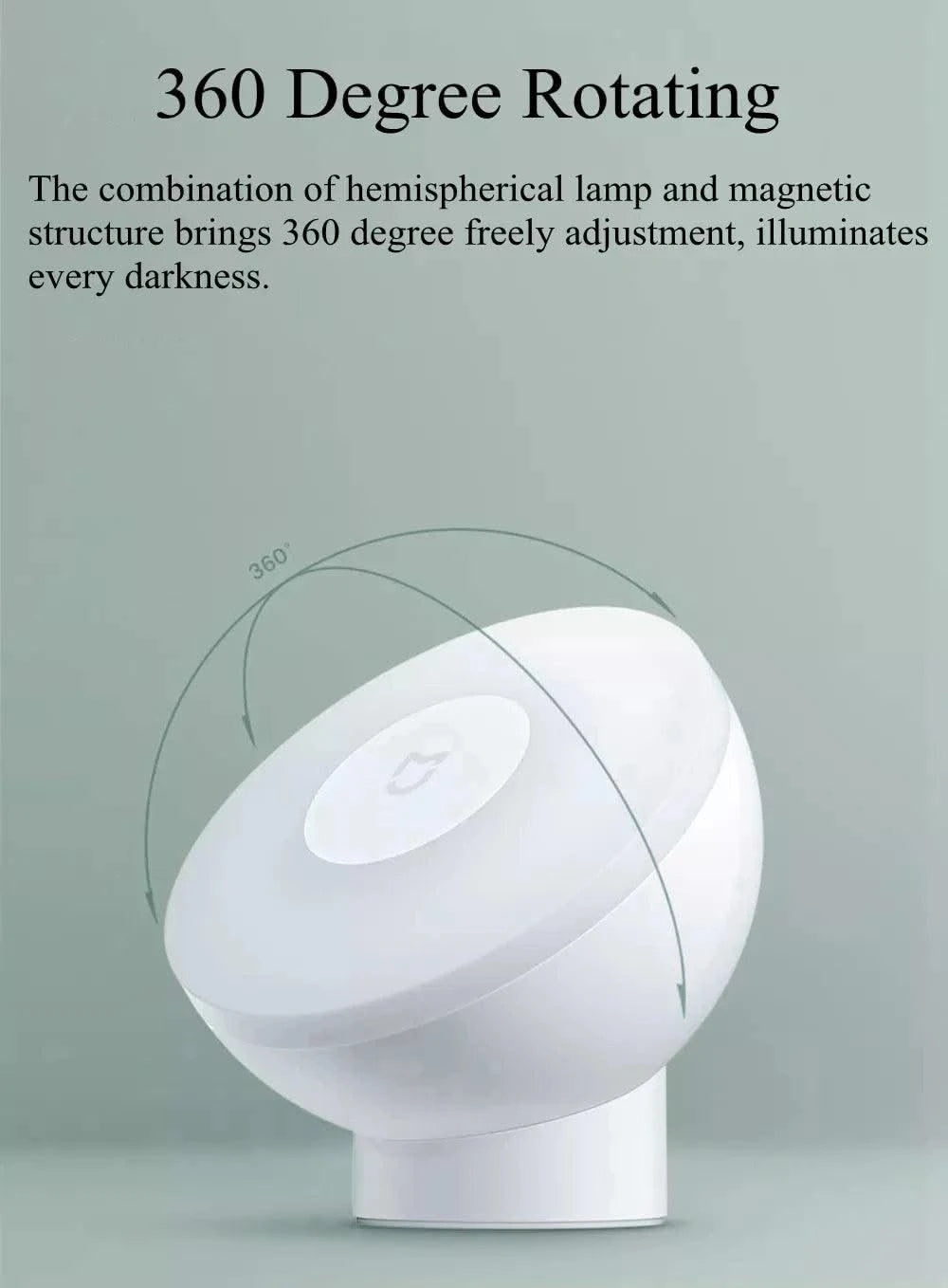 Xiaomi Mijia Night Light 2 360°Rotation Magnetic Human Infrared Light Dual Sensor Mini Wall Light 2800K Warm Yellow 2 Level Adju