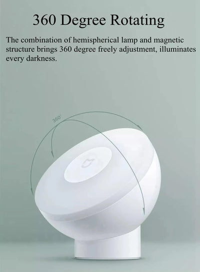 Xiaomi Mijia Night Light 2 360°Rotation Magnetic Human Infrared Light Dual Sensor Mini Wall Light 2800K Warm Yellow 2 Level Adju