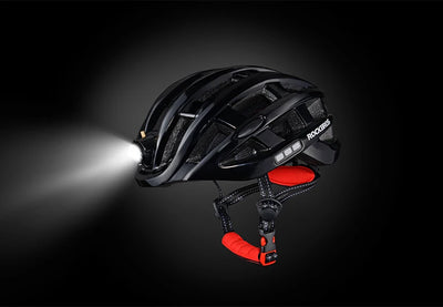 ROCKBROS Bicycle Helmets Ultralight Cycling Helmet Mountain Road Bike Helmet With Glowing Headlight Warning Light Safety Cap