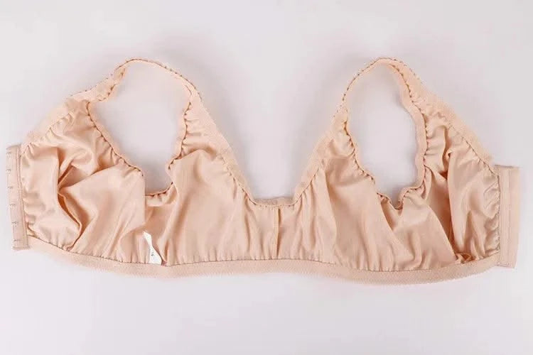 Women Full Coverage Bra Plus Size Comfort And Support Satin Bra Imitated Silk No Padded Wireless Front Closure Vest Underwear