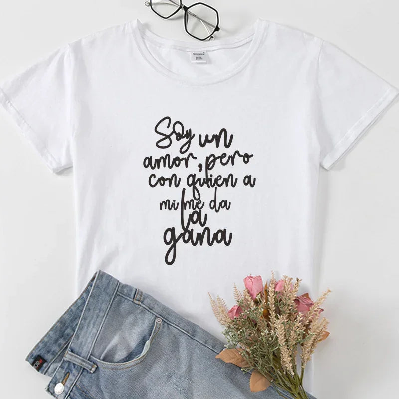 Spanish Phrase camiseta mujer Short sleeve Women T-shirts Aesthetic Graphic Print clothes shirts lady tshirt mujer camisetas
