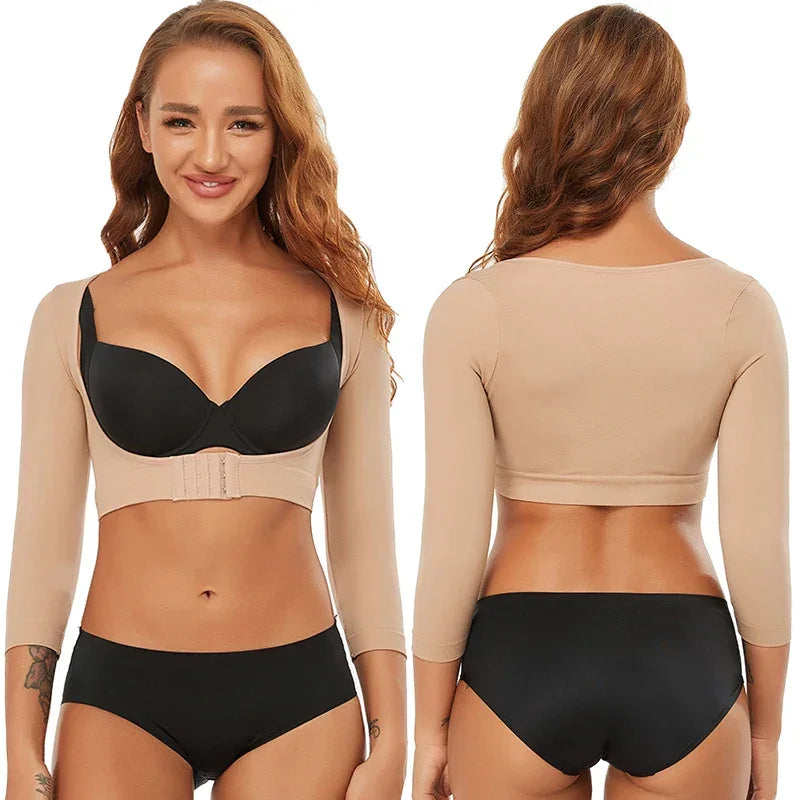 Upper Arm Shapers Compression Long Sleeves Women Arm Shapewear Humpback Posture Corrector Shoulder Breast Support Push Up Tops