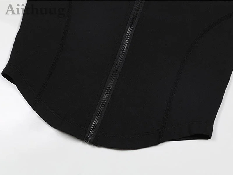 Aiithuug Athletic Zip Up Sweat Vest Jacket Sleeveless Running Yoga Tops High Neck Shirts Sports Top Fitness Women Workout Tops