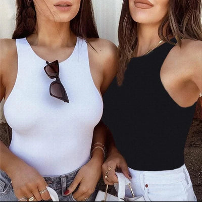 Sexy Tank Tops For Women White O Neck Sleeveless Corset