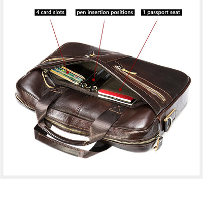 WESTAL Men's Briefcases Men's Bags Genuine Leather Lawyer/Office Bag Laptop Bag Men's Leather Briefcases Bag for Documents