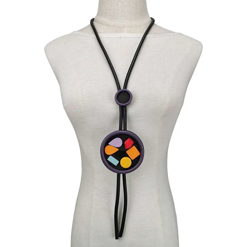 UKEBAY New Pendant Necklace Women Handmade Jewelry Rubber Necklaces Long Clothes Chain Statement Accessories Luxury Necklaces