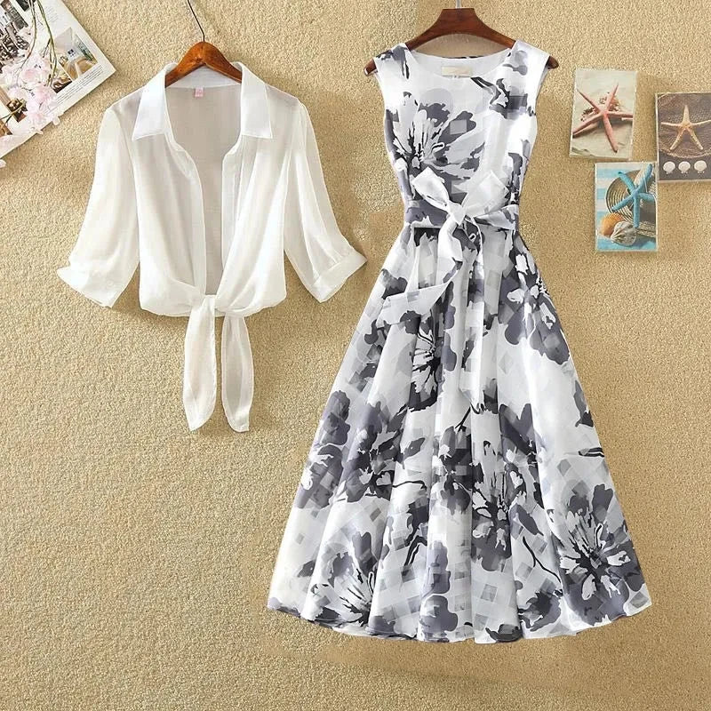 Women 2 piece sets outfits summer 2025 korean trend two piece set dress set Fashion elegant floral DressesNew in matching sets