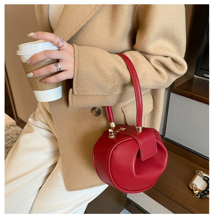 Bowling Spherical Women's Handbag Luxury Brand Designer Hobos Bag Fashion Mini Round Shoulder Bags PU Leather Female Purse