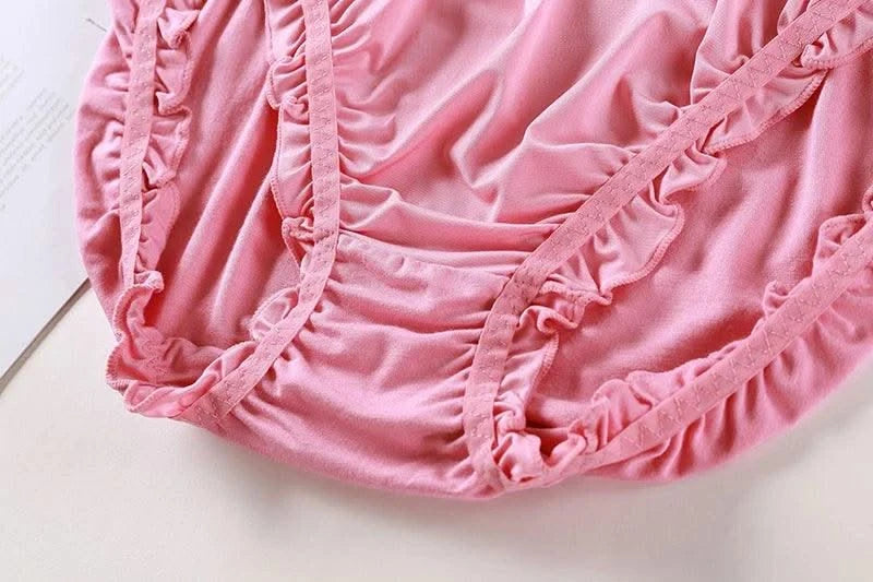 Large Size Mid Waist Panties For Women Ladies Breathable Underwear Briefs Elastic Comfortable Sexy Ruffles Underwear Lingerie
