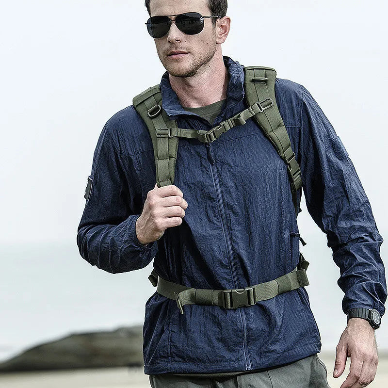 Summer Lightweight Tactical Jacket Men's Windbreaker Thin Skin Hooded Raincoat Quick Dry Breathable Waterproof Jacket