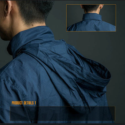 Summer Lightweight Tactical Jacket Men's Windbreaker Thin Skin Hooded Raincoat Quick Dry Breathable Waterproof Jacket