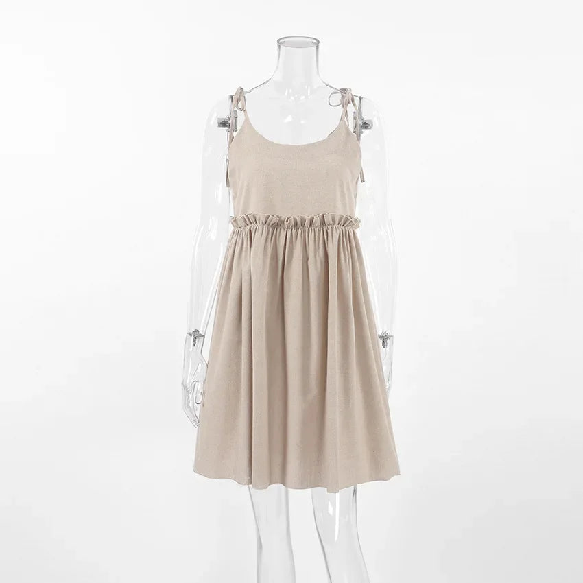 Sexy Backless Beach Dress for Women V Neck Splice Folds Mini Dresses Womens Party Elegant Bandage Short Sundress Female