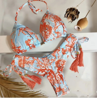2022 Bikini Set Women Swimwear Push Up Swimsuit Bottom Print Brazilian Biquini Bathing Suit Swim Wear Beach