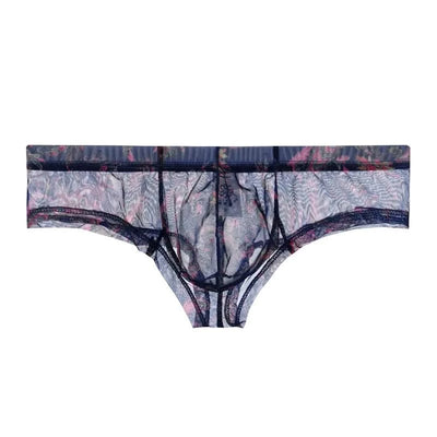 Sexy Mens Boxers Shorts Man Transparent Underwear Men Breathable Boxer Briefs Mesh Print Men's Panties Men U Pouch Bikini Shorts