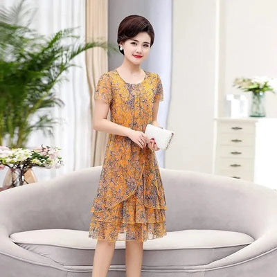 Summer  Dress NEW Casual Short Sleeve O-Neck Floral Print