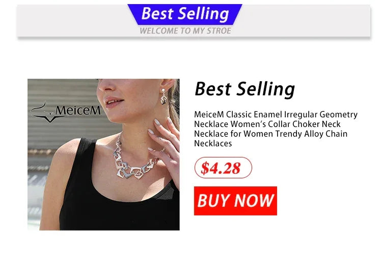 MeiceM Women Silver Plated Pendant Original Design Chain Leaf Necklace Drop Female Luxury Necklaces Set for Wedding Women's Mom