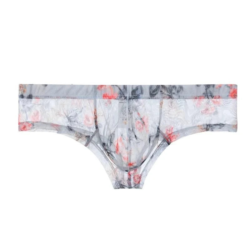 Sexy Mens Boxers Shorts Man Transparent Underwear Men Breathable Boxer Briefs Mesh Print Men's Panties Men U Pouch Bikini Shorts
