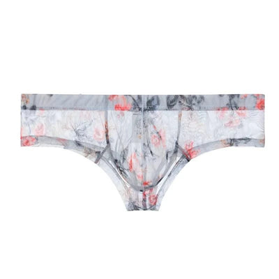 Sexy Mens Boxers Shorts Man Transparent Underwear Men Breathable Boxer Briefs Mesh Print Men's Panties Men U Pouch Bikini Shorts