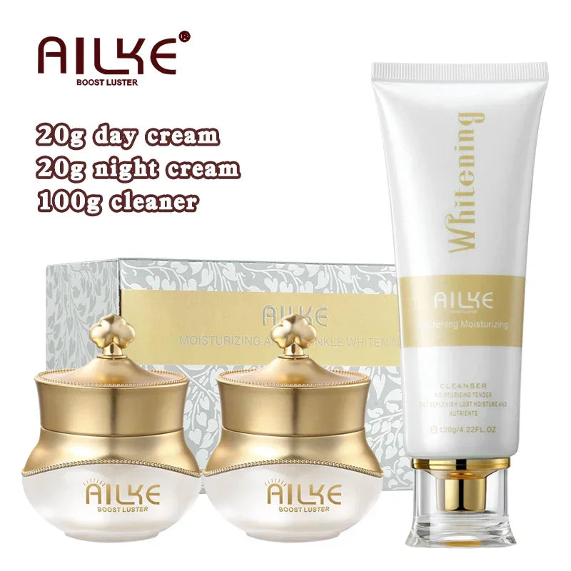 AILKE Lightening Face Care Set, Remove Spots, Stains, Clean Skin, Whitening Day And Night Beauty Facial Cream, For Men,Women
