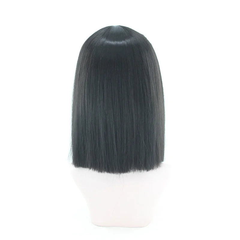 Synthetic Hair Short Wig With Bangs Cosplay Wigs For Women Straight Bob Wig Korean Pink Red Brown Blue Green White Purple Grey