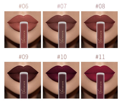 NICEFACE Matte Liquid Lipstick Waterproof Long Lasting Lip Gloss Tint Sexy Red Nude Purple Metallic Lipsticks Makeup Cosmetics
