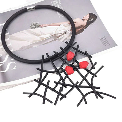 UKEBAY New Designer Luxury Necklaces Women Handmade Gothic Pendant Necklace Rubber jewelry Wooden Accessories Statement Jewelry