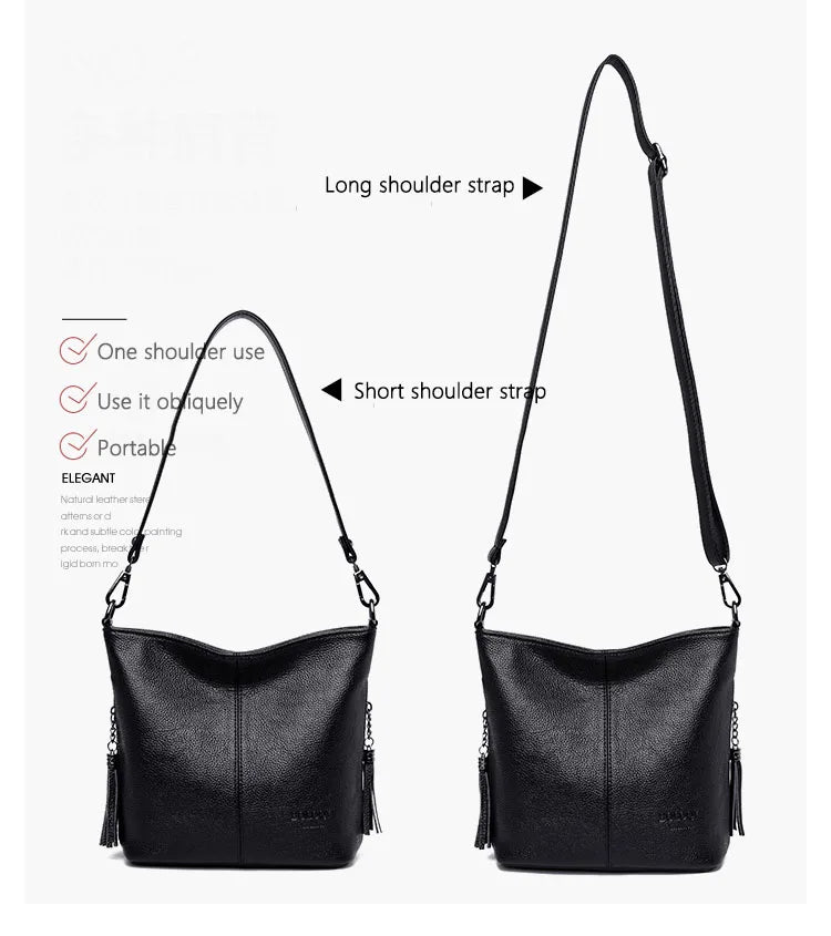 Hand Crossbody Bags For Women 2024 New Luxury Designer Handbag Leather Tassel Shoulder Bags Purses And Handbags Tote Bag Bolsa