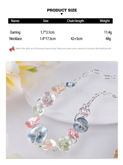 MeiceM Women Silver Plated Pendant Original Design Chain Leaf Necklace Drop Female Luxury Necklaces Set for Wedding Women's Mom