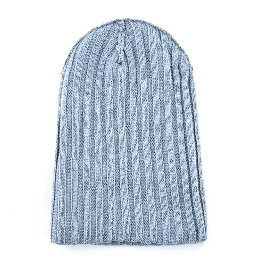 Women's Fashion Beanies Hat Solid Color Knitted Wool Skullies With Embroidery Patch Autumn Winter Men's Knit Gorras Bonnet