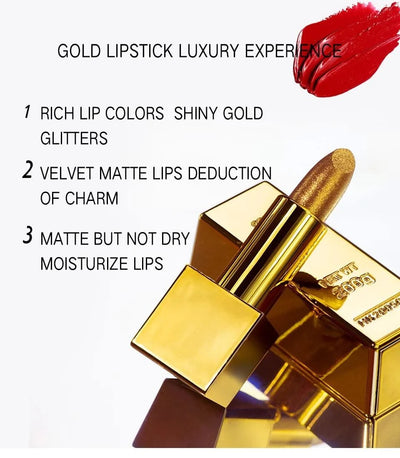 Gold Velvet Matte Moisturizing Waterproof Lipstick Makeup/cosmetics Pigment Nude Rouge