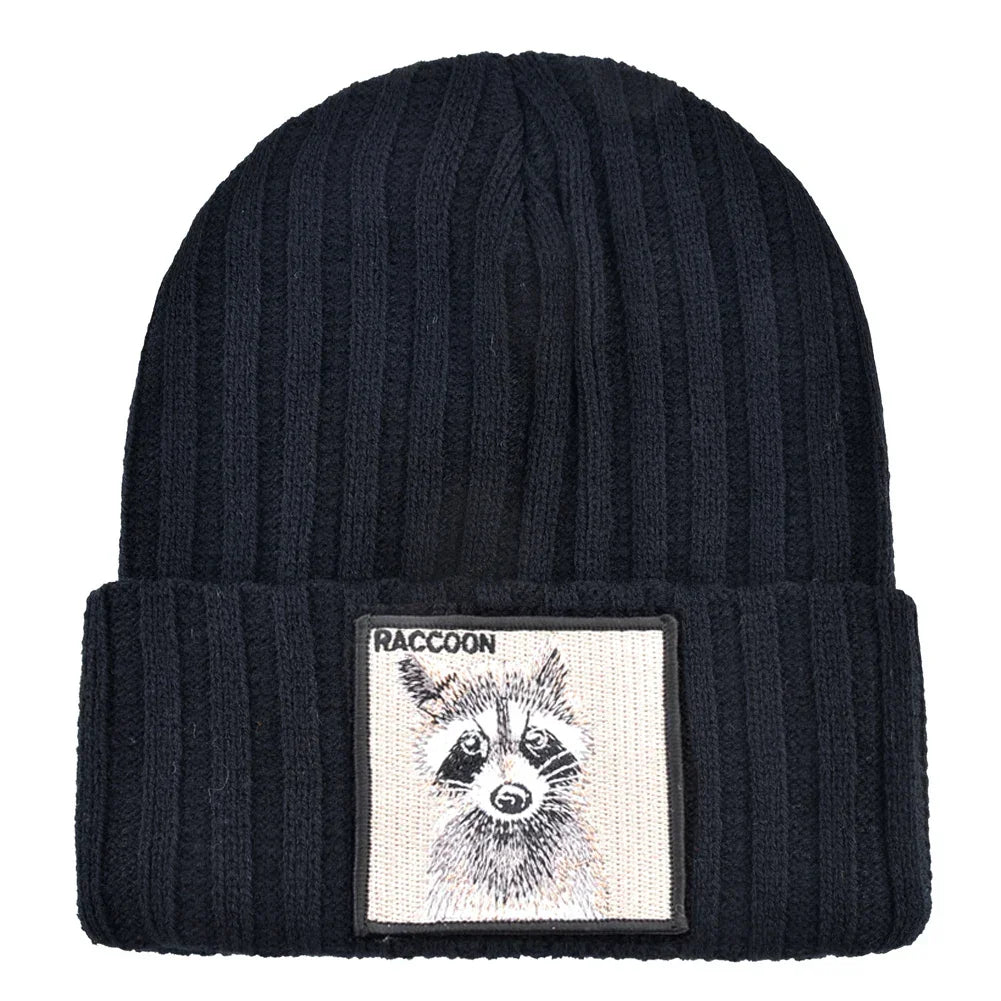 Knitted Beanies Hat Men Women Streetwear Hip Hop Skullies Beanies With Patch Boys Girls Knitting Solid Color Bonnet Hats Cap