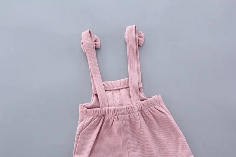 Summer Children Clothing Baby Cute  Girls Casual T-Shirts Bib Shorts 2Pcs/Set Toddler Cartoon Fashion Cotton Infant Clothes Suit