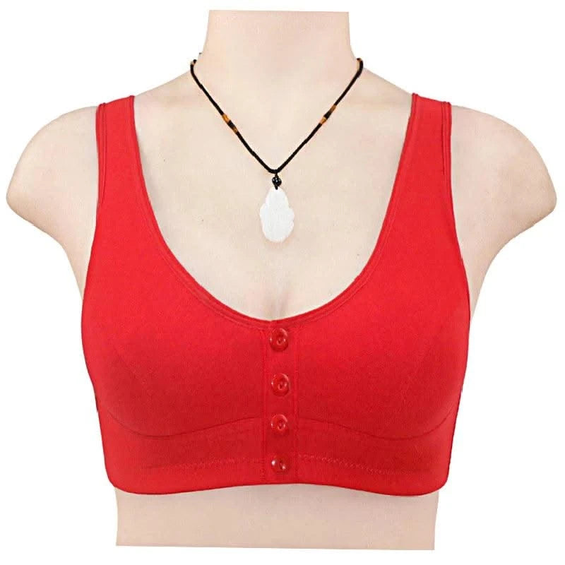 Front Closure Cotton Bras Women Removable Padded Bra Soft Camisole Middle Age Women Everyday Underwear Big Bust 50/115 B C Cup