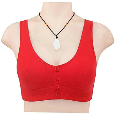 Front Closure Cotton Bras Women Removable Padded Bra Soft Camisole Middle Age Women Everyday Underwear Big Bust 50/115 B C Cup